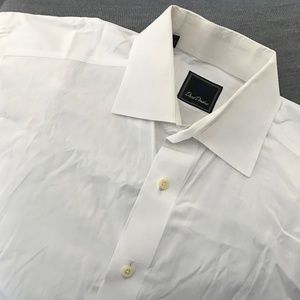 David Donahue Traditional Fit Men's White Dress Shirt Size 16 / 32-33